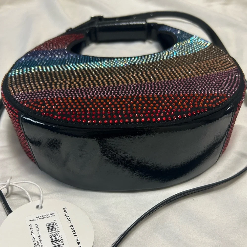 STAUD mini moon rhinestone crystal beaded bag NWT - Picture 2 of 5